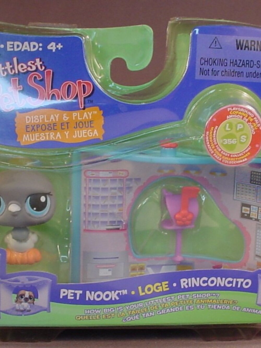 Littlest Pet Shop #356 Gray Pigeon Bird With The Play Pet Nook, Sealed Package